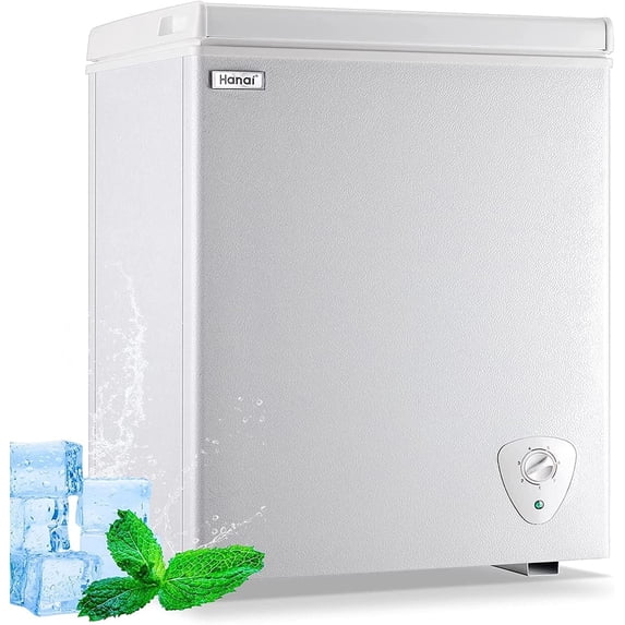 WANAI 5.0 Cubic Chest Freezer, Compact Deep Freezer with Top Open Door and Removable Storage Basket, 7 Gears Temperature Control, Energy Saving, for Office Dorm or Apartment