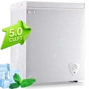 WANAI 5.0 Cubic Chest Freezer, Compact Deep Freezer with Top Open Door and Removable Storage Basket, 7 Gears Temperature Control, Energy Saving, for Office Dorm or Apartment