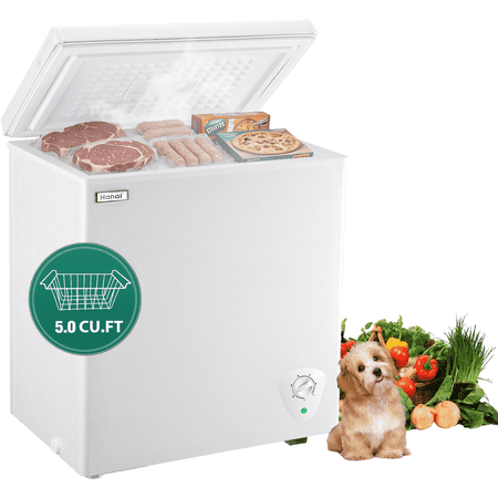 WANAI 5.0 Cubic Chest Freezer, Compact Deep Freezer,White