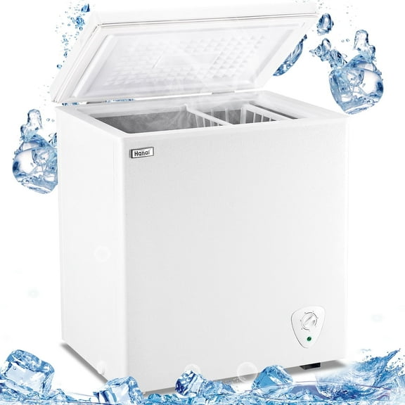 WANAI 5.0 Cubic Feet Chest Freezer Large Home Deep Freezers White Top Door with Removable Basket