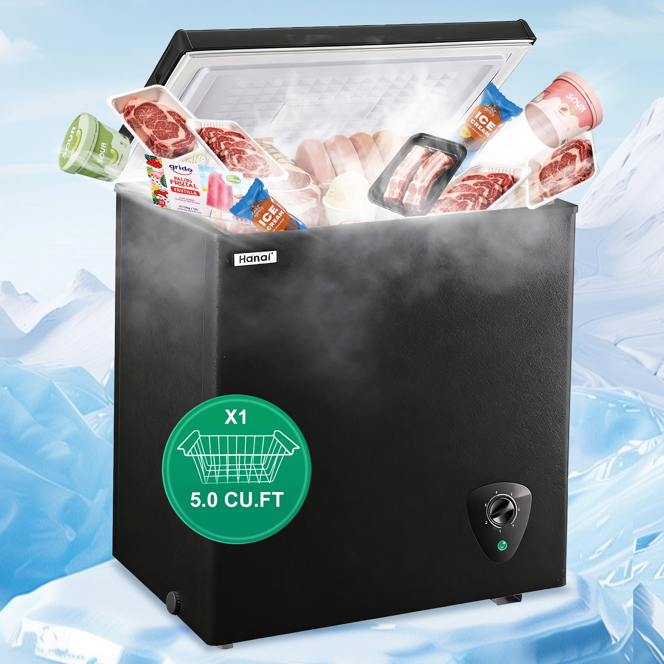 WANAI, Freezer, 3.5 Cu.Ft Chest Deep Freezer, Black - Walmart.com