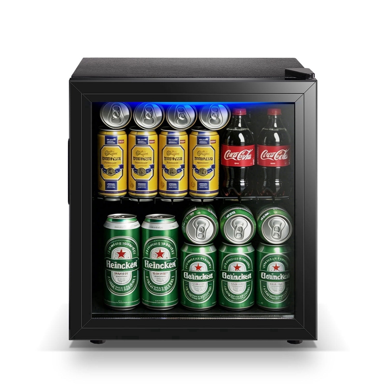 WANAI 58 Can Beverage Fridge & Cooler Small Mini Fridge Glass Door for Soda Beer or Wine for Home&Bar