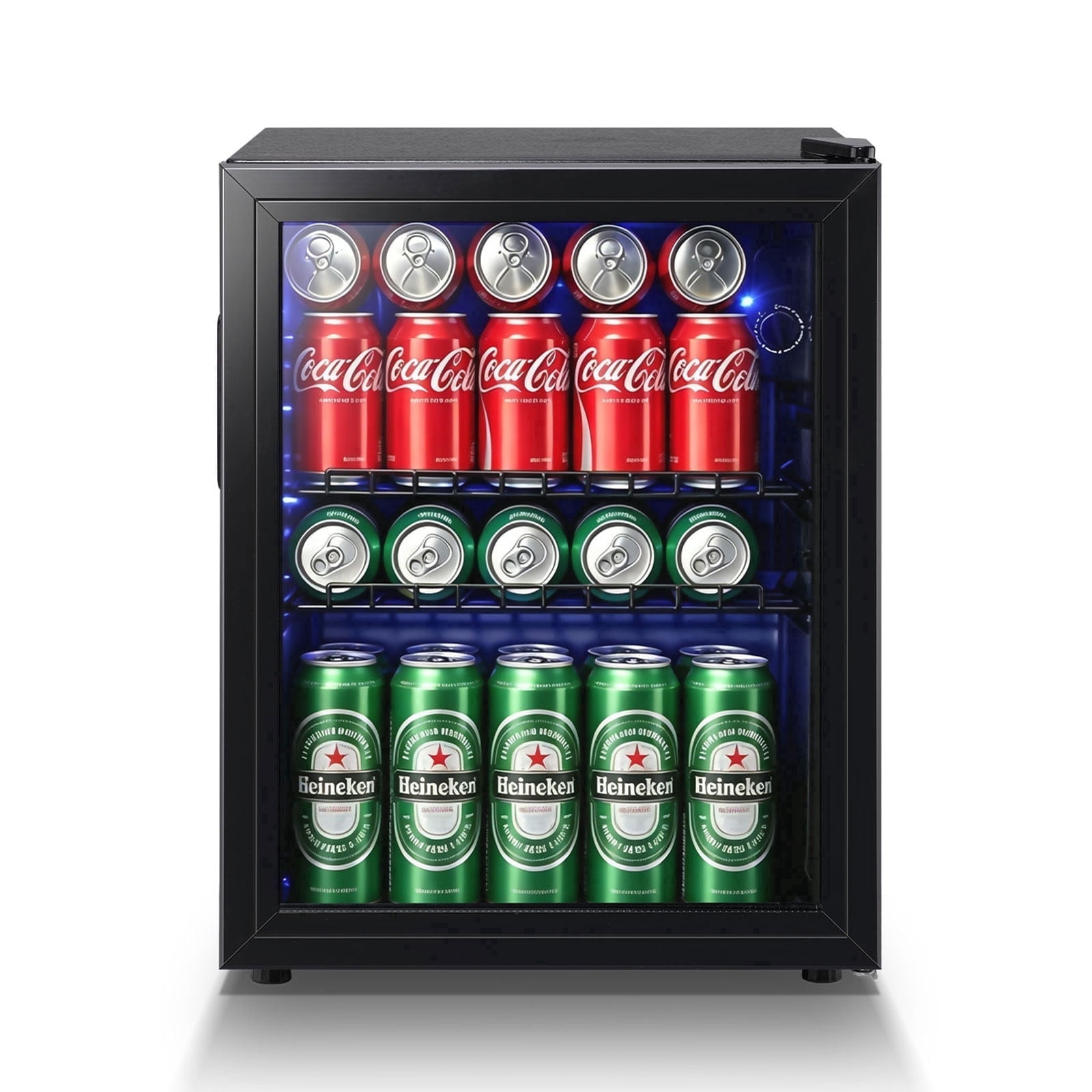 WANAI 88 Can Beverage Fridge & Cooler Small Mini Fridge Glass Door for Soda Beer or Wine for Home&Bar