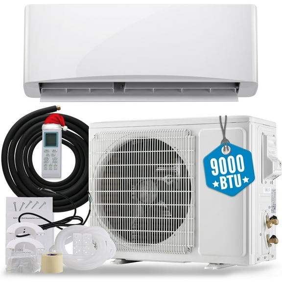 WANAI 9000 BTU 115V Mini Split Air Conditioner & Heat Pump System, 17 SEER2 Split Unit Ac Cool Up to 450 Sq.Ft with Installation Kit for Home, Office & Commercial Space