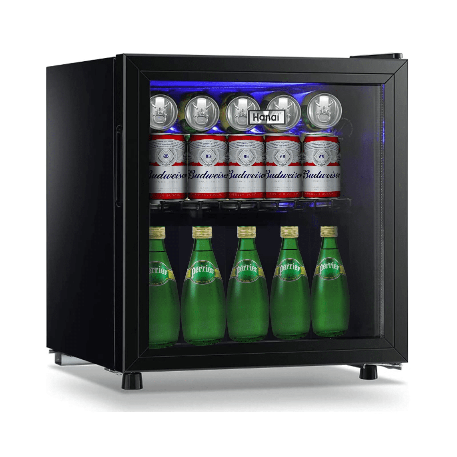 WANAI Beverage Refrigerator 62 Can Small Mini Fridge With Glass Door and Adjustable Removable Shelves.Perfect for Soda Beer or Wine Stainless Steel