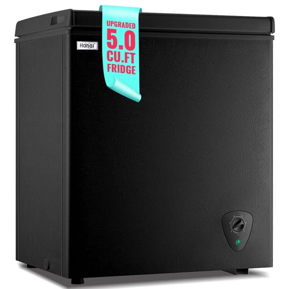 WANAI Black Chest Freezer Small Deep Freezer 5.0 Cu.ft Fast Freezing Freezers with 7 Temp Control