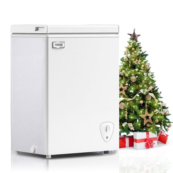 WANAI Deep Freezer 3.5 Cu.ft,Chest Freezer with Top Open Door,Suitable for Apartments, Dorms or Garages,White