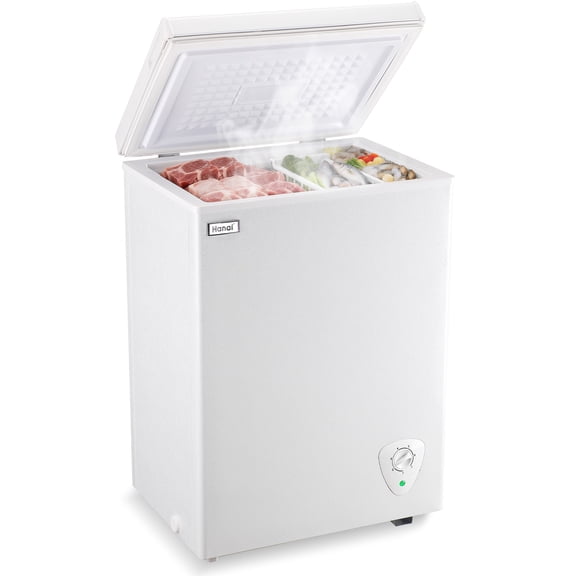 WANAI 3.5 Cu.ft,Chest Freezer,Deep Freezer,Removable Storage Basket Freezer,White