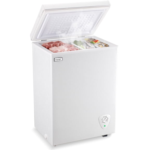 WANAI 3.5 Cu.ft,Chest Freezer,Deep Freezer,Removable Storage Basket Freezer,White