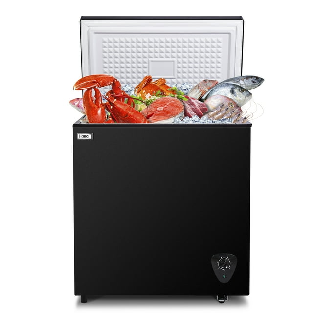 WANAI Energy Efficient Chest Freezer, 5 Cu.ft Large Capacity, Top Open Door, Black