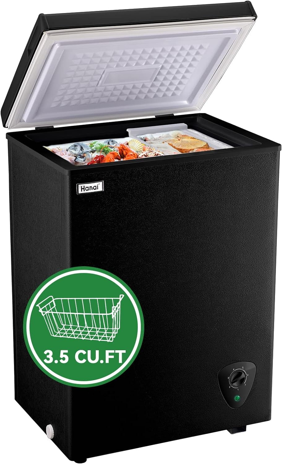 WANAI 3.5 Cubic Feet Chest Freezer Small Deep Freezers with 7 Gears Temp  Control Office Dorm Kitchen Black Model BCBD63 