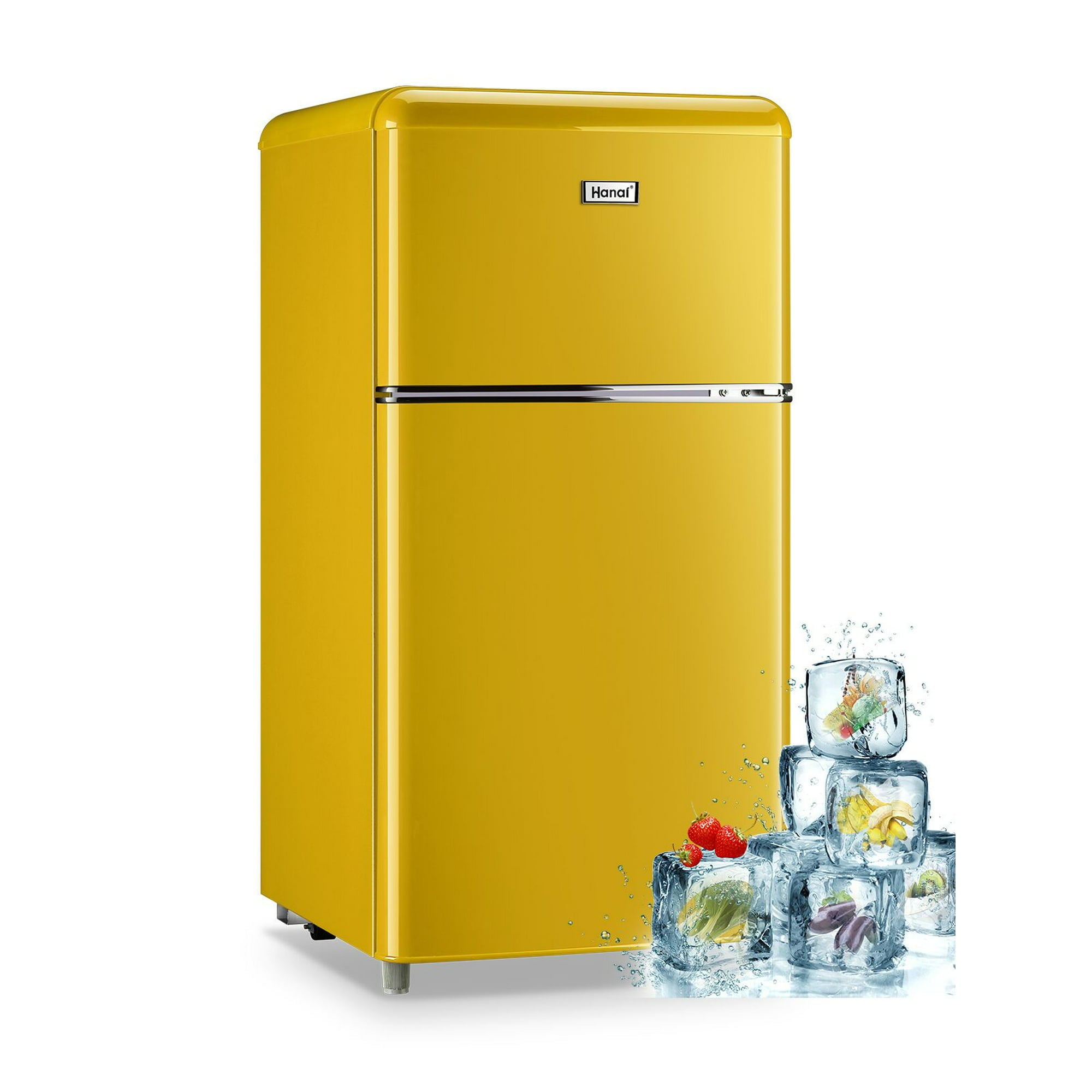 WANAI Compact Refrigerator - 2 Doors Small Refrigerator with Removable and  Adjustable Shelves, Low Noise, Retro Mini fridge with Freezer for Bedroom,  Drom, Apartment, Garage, Office , 3.2 Cu.Ft 