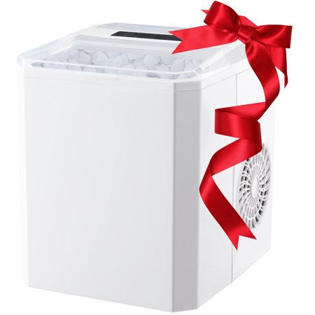 WANAI Ice Maker Countertop 26 lbs/24H 9 Ice Cubes Ready in 6-8 Minutes Small & Large Ice Cubes White