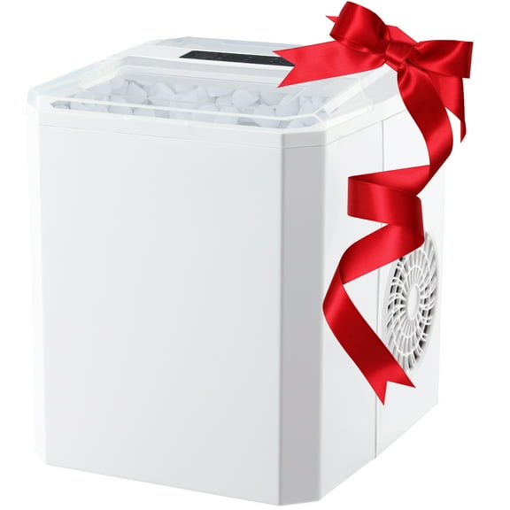 WANAI Ice Maker Countertop 26 lbs/24H 9 Ice Cubes Ready in 6-8 Minutes Small & Large Ice Cubes White