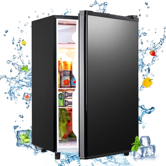 WANAI 3.2 cu ft Black One Door Mini Fridge, compact refrigerator for dorm, office, bedroom