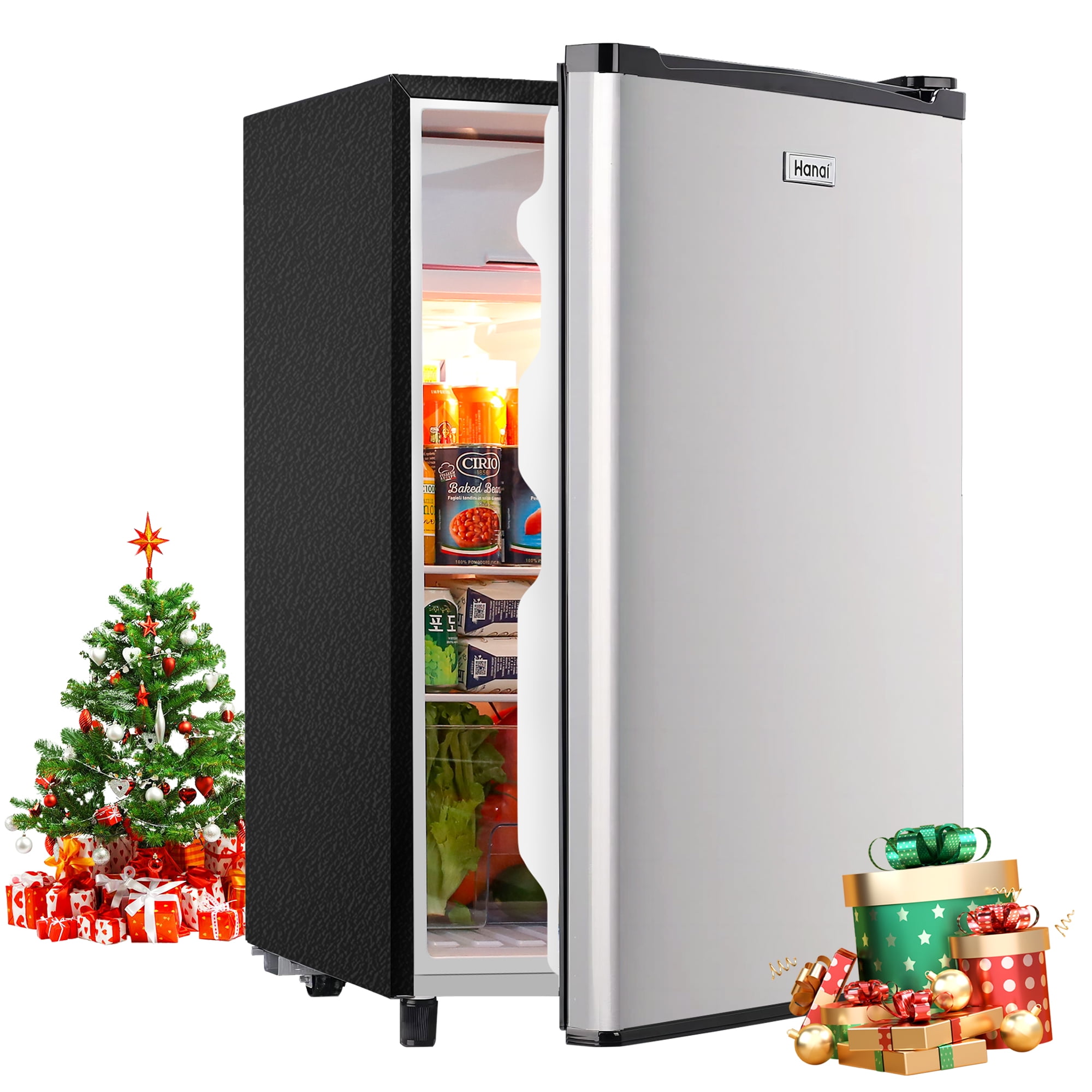 WANAI 3.2 Cu ft One Door Mini Fridge Freezer for Dorm Room, Silvery