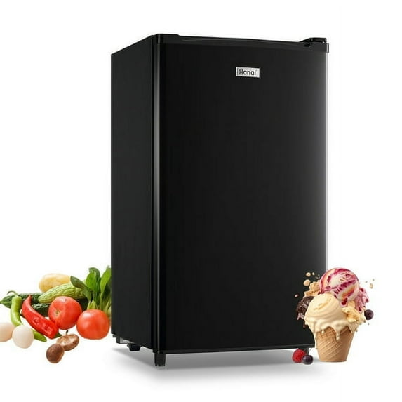 WANAI Mini Refrigerator 3.2 Cu.Ft, Single Door, Adjustable Thermostat, Adjustable Removable Shelves Refrigerator Suitable For Dorm,Office,Living room,Black