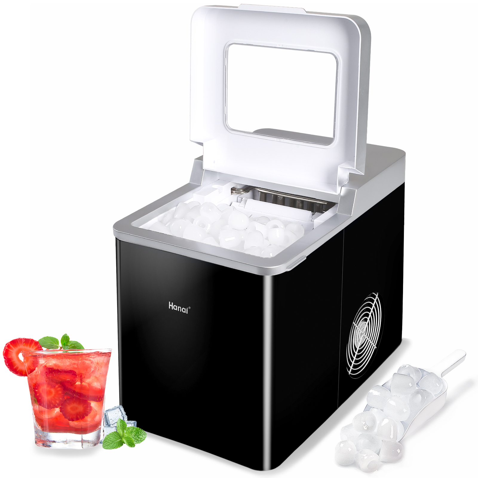 WANAI Portable Ice Maker,33lbs/24H,2 Sizes,SelfCleaning Ice Machine