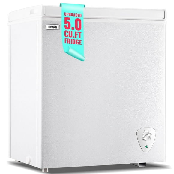 WANAI White Chest Freezer Small Deep Freezer 5.0 Cu.ft Fast Freezing Freezers with 7 Temp Control