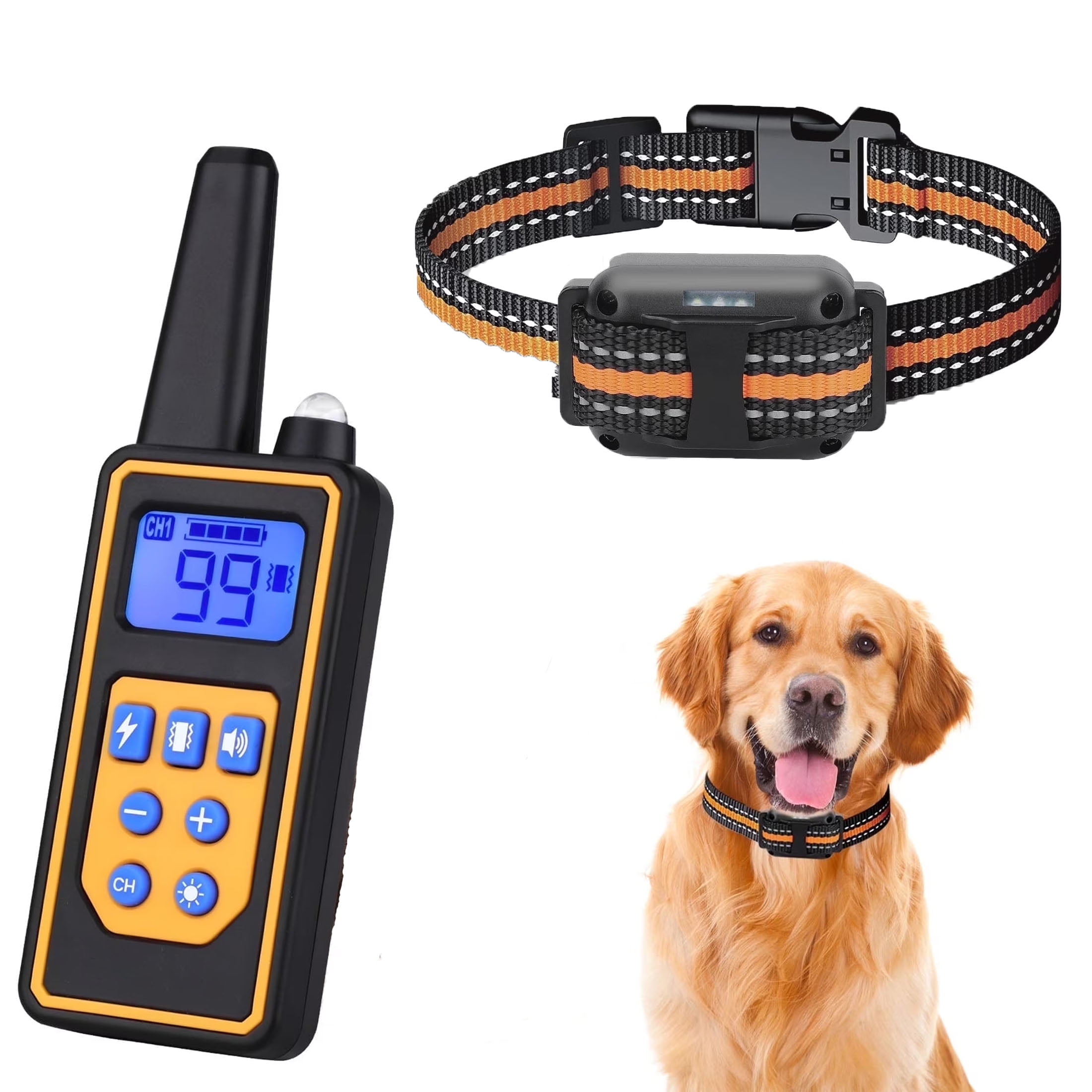 WANALI Dog Training Collar with Remote - 2600ft Range Shock Collar for Small, Medium & Large Dogs, IP68 Waterproof Rechargeable Bark Collar with 3 Modes (Beep/Vibration/Shock), LED Light