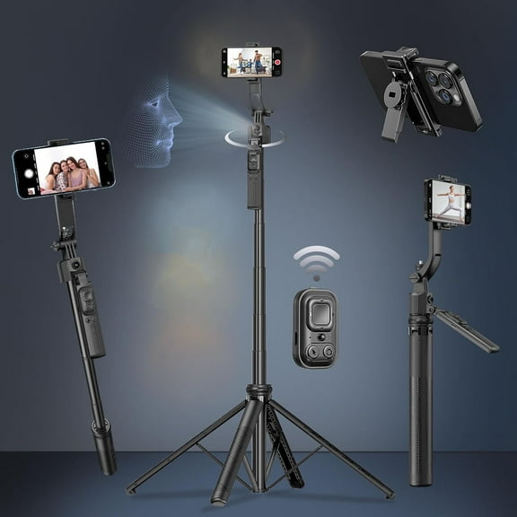 WANALIT Auto Face Tracking Tripod for iPhone & Android, 360 Rotation Phone Stand with Remote, 64 Extendable Selfie Stick Tripod for Video Recording, Vlogging, Live Streaming