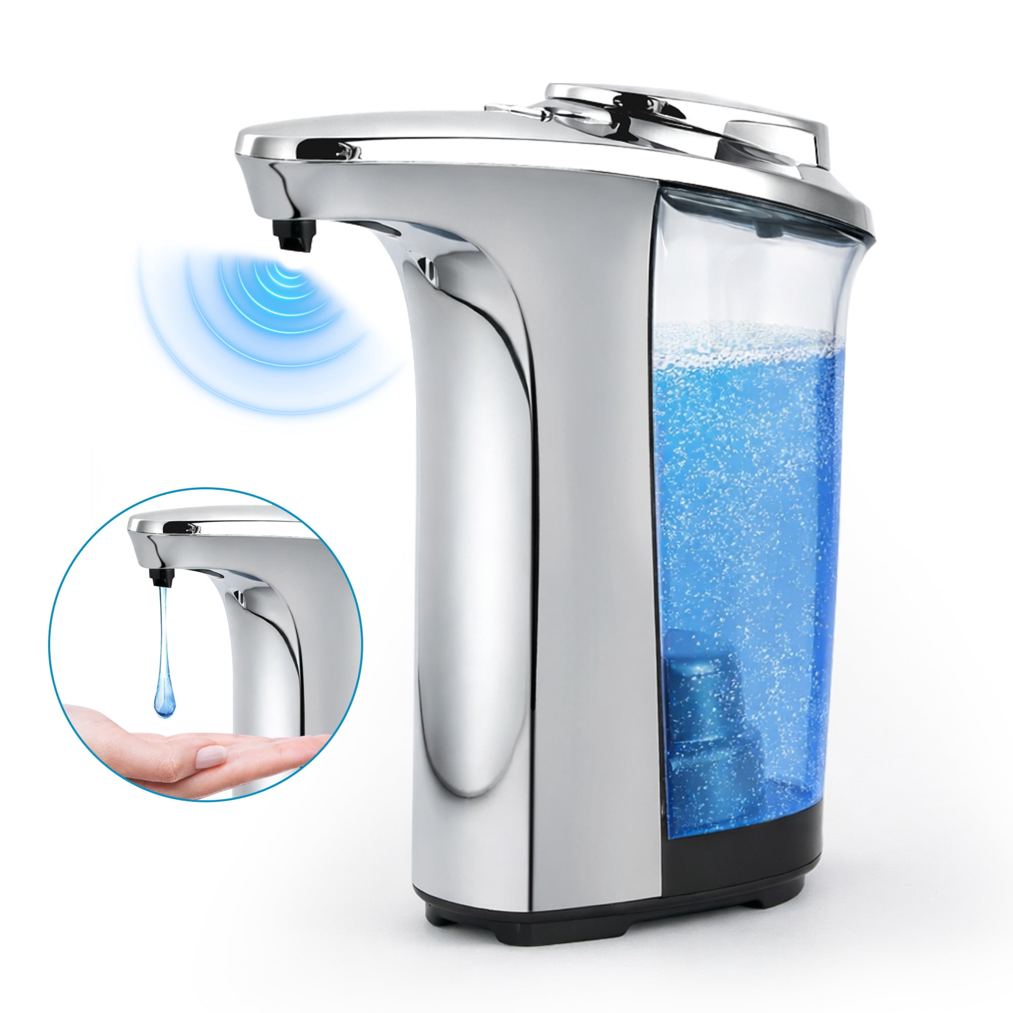 WANALIT Automatic Soap Dispenser Touchless, 17oz/500ml Dish Soap Dispenser with Infrared Sensor, 5 Adjustable Foam Levels, for Kitchen Bathroom Sink Countertop, Silver