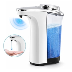 WANALIT Automatic Soap Dispenser Touchless, 17oz/500ml Dish Soap Dispenser with Infrared Sensor, 5 Adjustable Foam Levels, for Kitchen Bathroom Sink Countertop, Silver-White