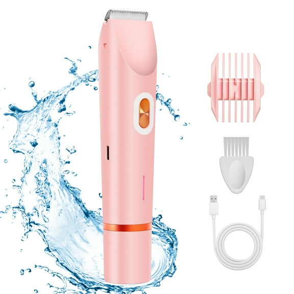 WANALIT 2-in-1 Bikini Trimmer for Women, Bikini Shaver with Dual Heads, Gentle Body and Facial Hair Removal, Rechargeable Cordless Electric Razors for Face Chin Underarm Legs, Pink