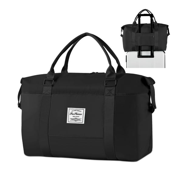 WANALIT Waterproof Duffel Bag for Gym and Travel, Weekender Carry On with Wet Dry Compartment, Luggage Sleeve, Airplane Approved (Black)