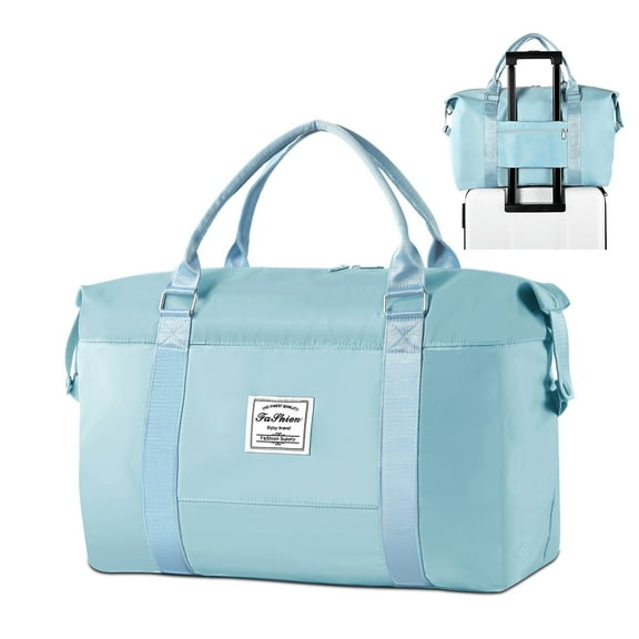 WANALIT Waterproof Duffel Bag for Gym and Travel, Weekender Carry On with Wet Dry Compartment, Luggage Sleeve, Airplane Approved (Blue)