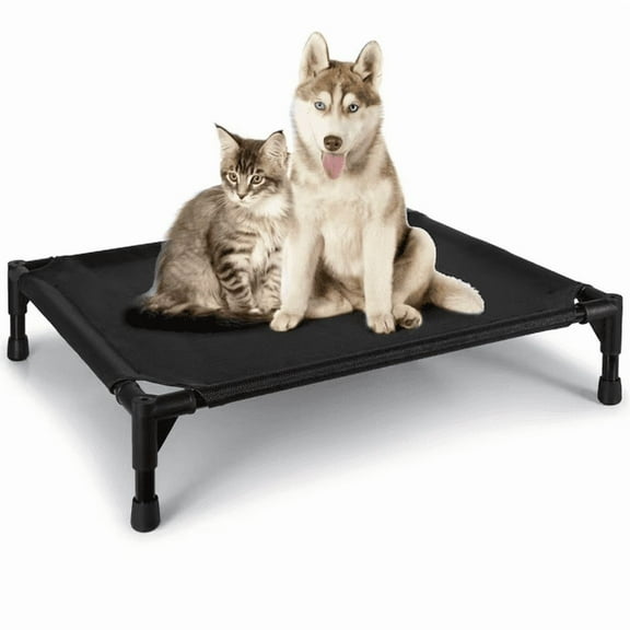 WANALIT Elevated Pet Bed,Portable Raised Pet Cot with Washabl Mesh,Medium 24'' X 20'' X 5'' for Dogs Cats,Black