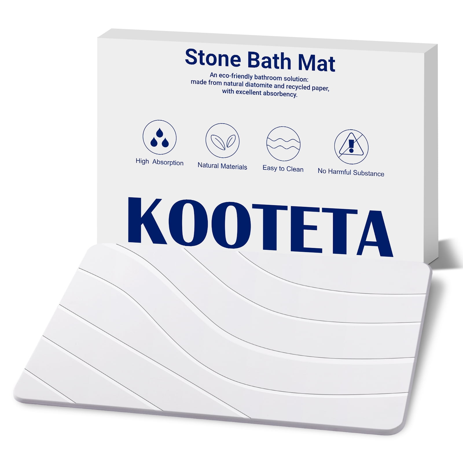 WANALIT Stone Bath Mat, Diatomaceous Earth Bath Mat, 23.6" x 15.5" Fast