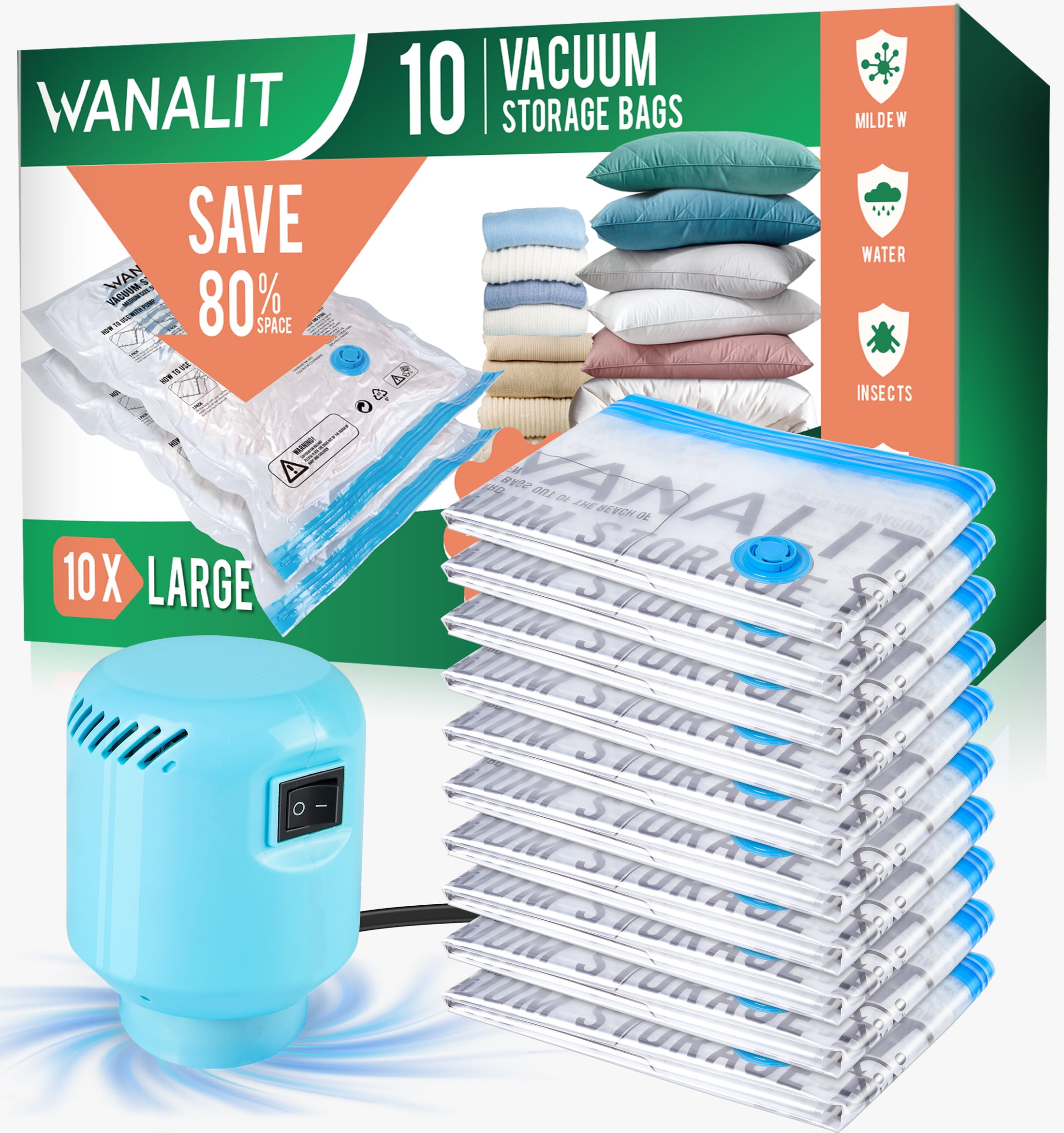  12 Combo Vacuum Storage Bags (3 Jumbo/3 Large/3 Medium/3 Small),  Space Saver Bags Vacuum Seal Bags with Pump, Space Bags, Vacuum Sealer Bags  for Clothes, Comforters, Blankets, Bedding : Home & Kitchen