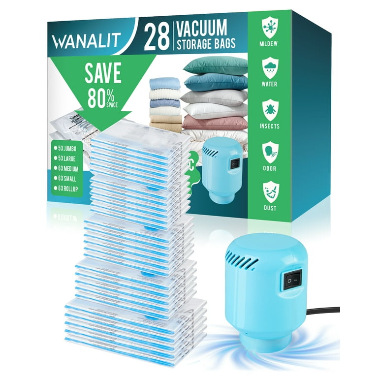 WANALIT Vacuum Storage Bags (Variety 28 Pack), Space Bags Vacuum Storage  Bags, Zipper Vacuum Sealed Bags for Clothing, Clothes, Comforters and  Blankets 