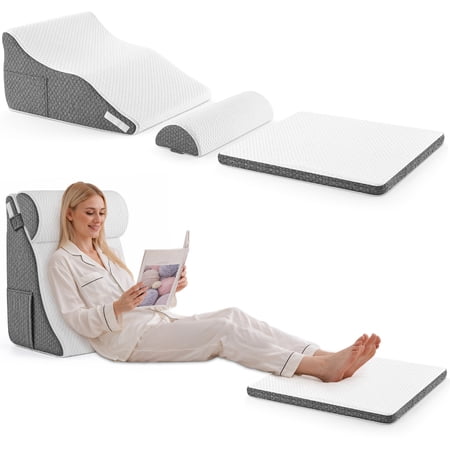 WANALIT Wedge Pillow for Sleeping Apnea, Bed Wedge Pillow for Headboard, Orthopedic Wedge Pillow Set for After Surgery Back Pain Relief, Acid Reflux Relief