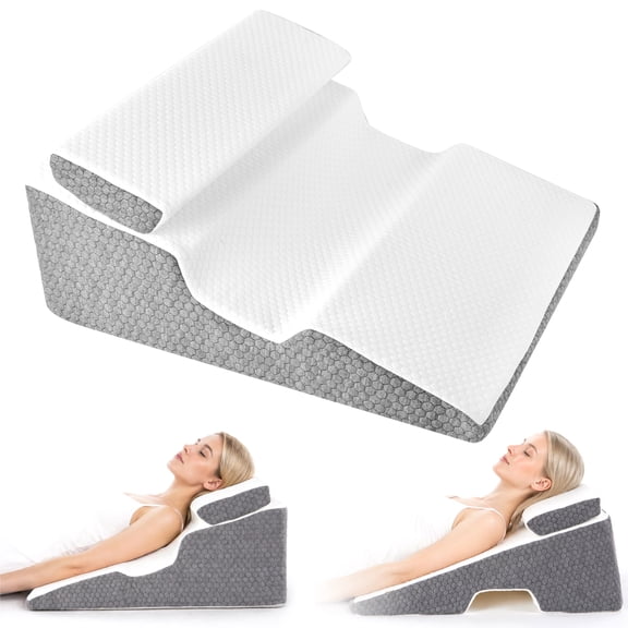WANALIT Wedge Pillows, 2 In 1 Ergonomic Bed Wedge Pillow Set for Side Back Sleeper For Adults Sleep, Contoured Support Headrest Pillow with Removable Pillowcase & Arm Hole for Shoulder Relief