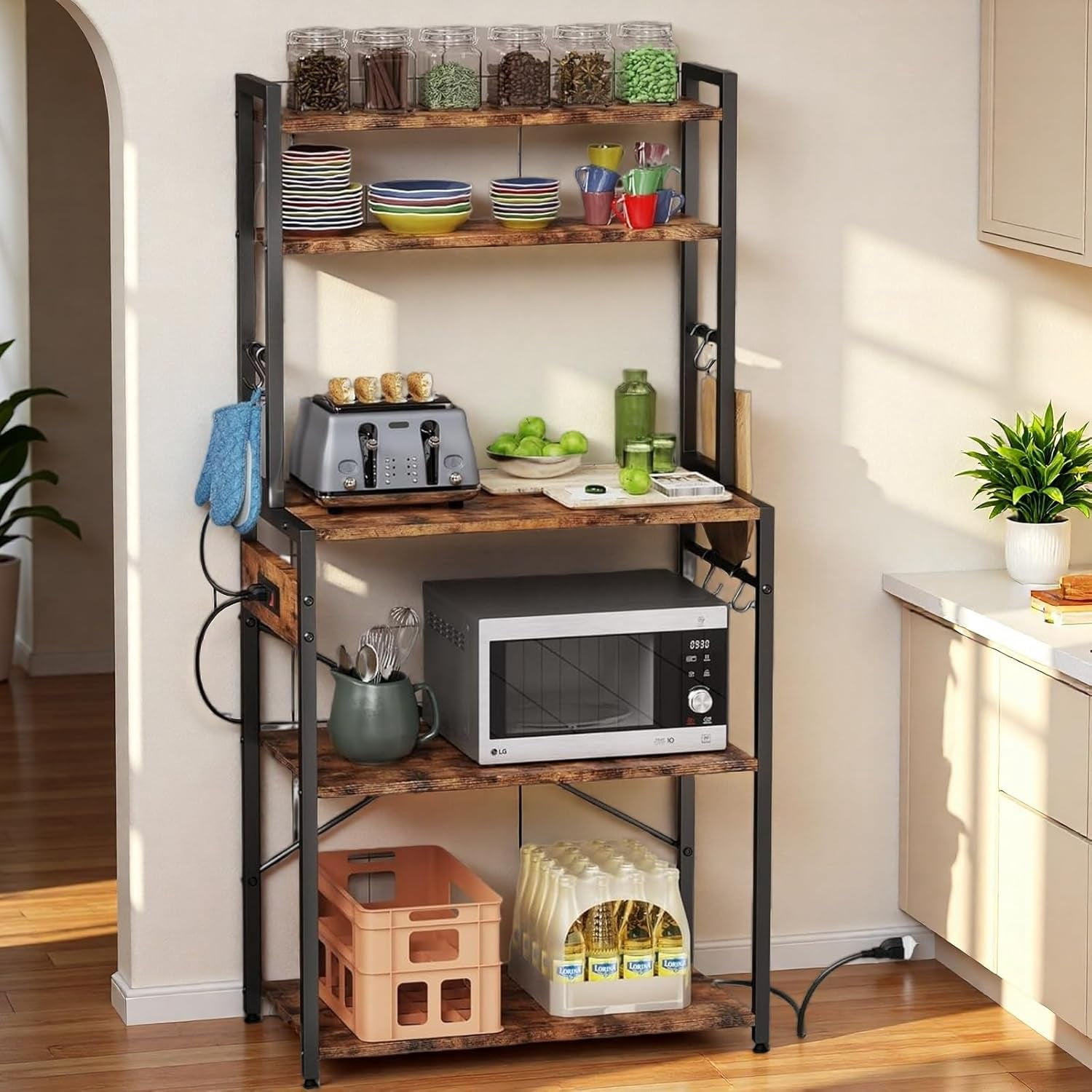 WANBIN 5-Tier Kitchen Bakers Rack with Power Outlet, 25.2