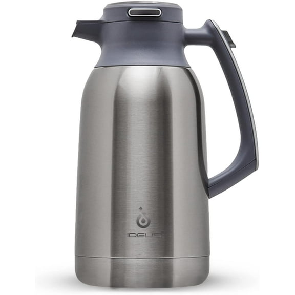 WANBIN 68oz (2L) Thermal Coffee Carafe, Stainless Steel Double Wall Insulated Vacuum Flask, Metallic