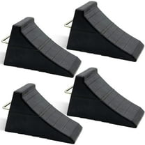 WANBIN Heavy Duty Rubber Wheel Chocks with Steel Tie Off Handles, 4 Pack for RV Camper Trailer