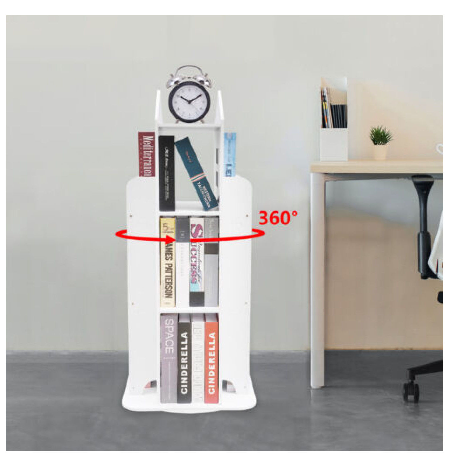 WANCQ 3Tier Rotating Bookshelf, Kid Spinning Bookshelf, 360° Display