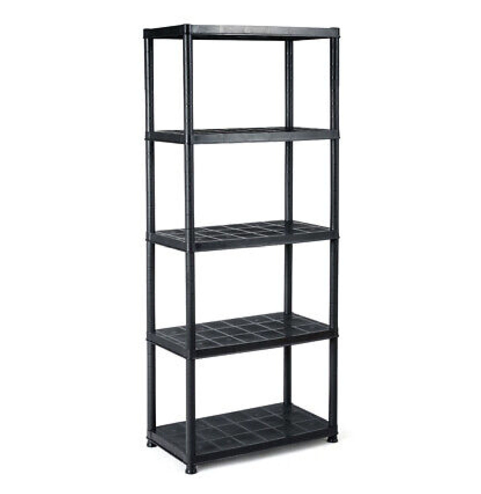 Black 5-Tier Heavy Duty Plastic Storage Shelves