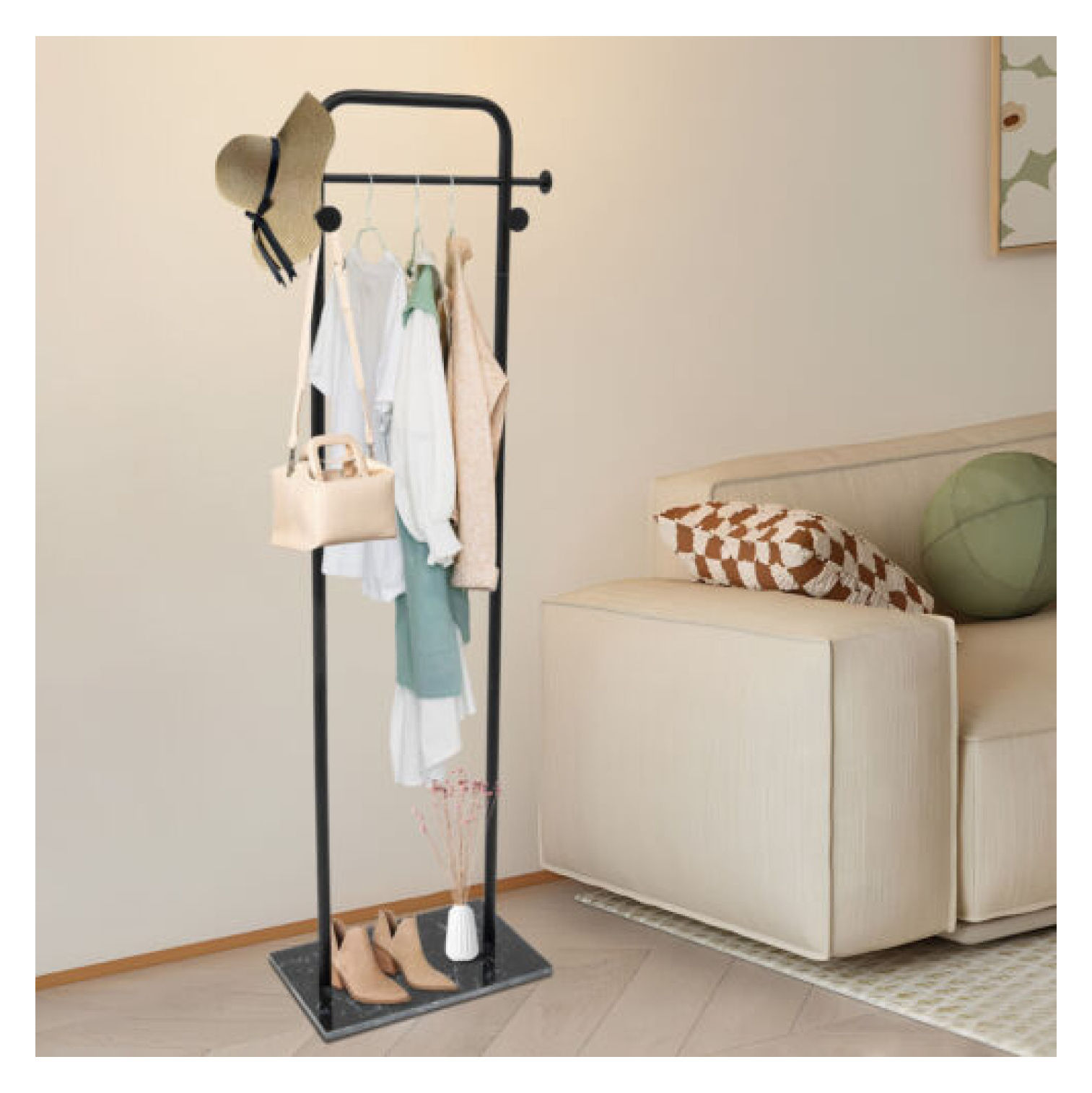 WANCQ 50lbs Small Clothes Rack Coat Rack Freestanding Metal Clothes