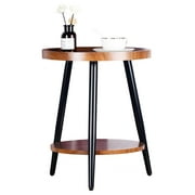 WANCQ Accent Side/End Table Modern Design with Sturdy Steel Frame MDF Wood - Compact and Stylish Furniture for Living Room and Bedroom (Walnut)