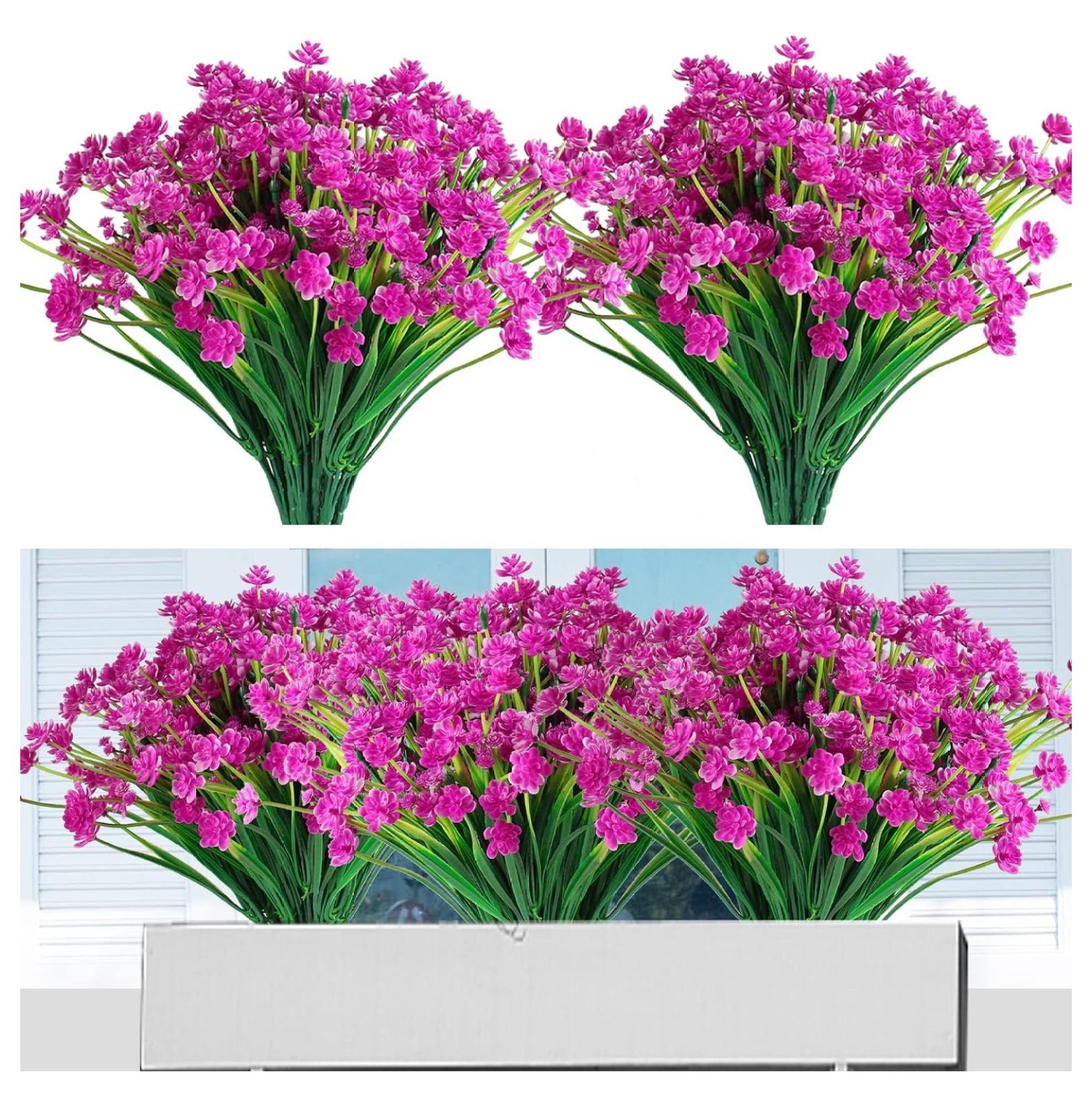 WANCQ Artificial Flowers for Outdoors Plastic UV Resistant Faux