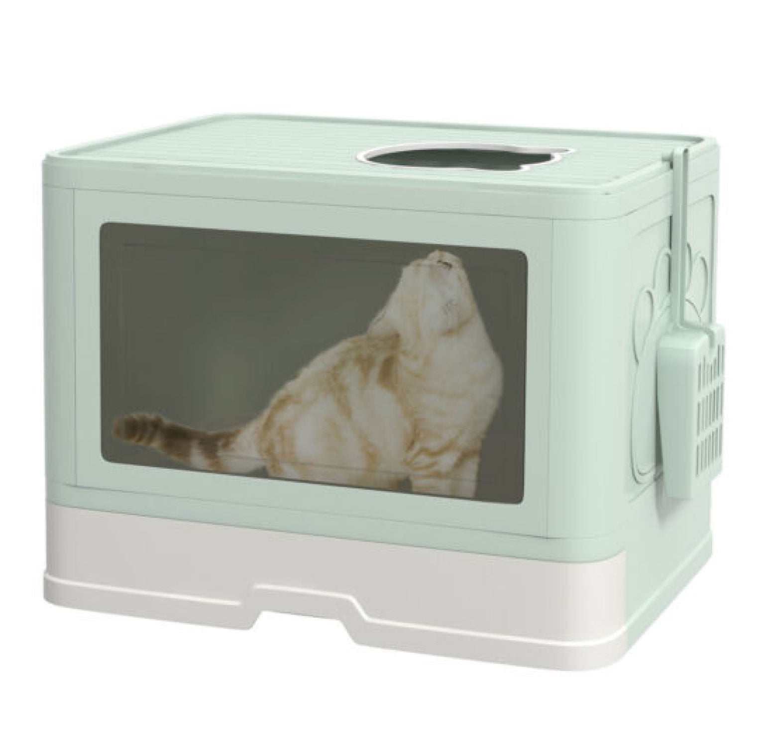 WANCQ Cat Litter Box Front Entry Top Exit Cat Litter Tray with Pullout