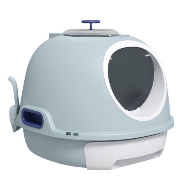 WANCQ Cat Litter Box Pet Toilet With Enclosed Drawer Skylight Easy To