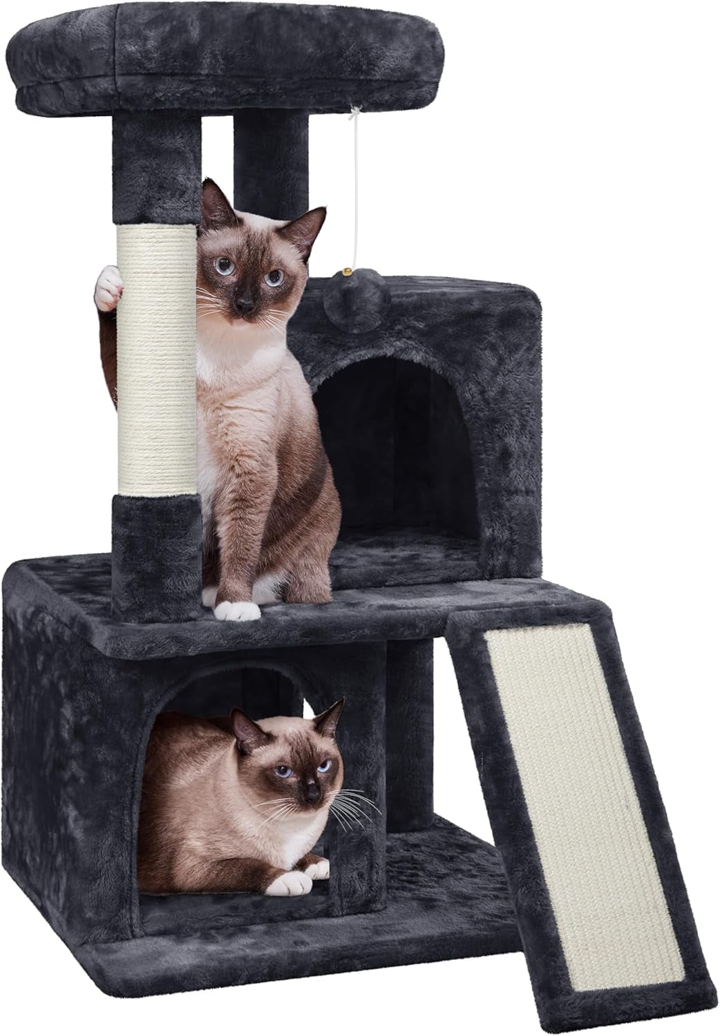 Graphite Gray 36" Sisal Cat Tree with Perch and Condos