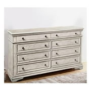 WANCQ Farmhouse Highland Park Rustic Ivory Wood 8-Drawer Dresser in White