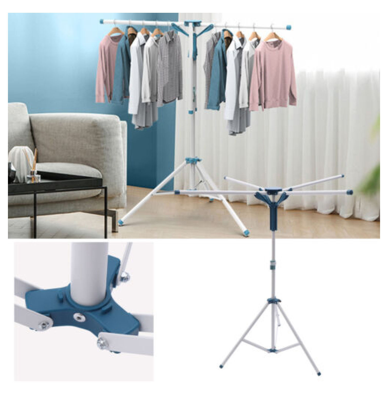 WANCQ Foldable Clothes Drying Rack Metal Coat Hanger Portable Garment
