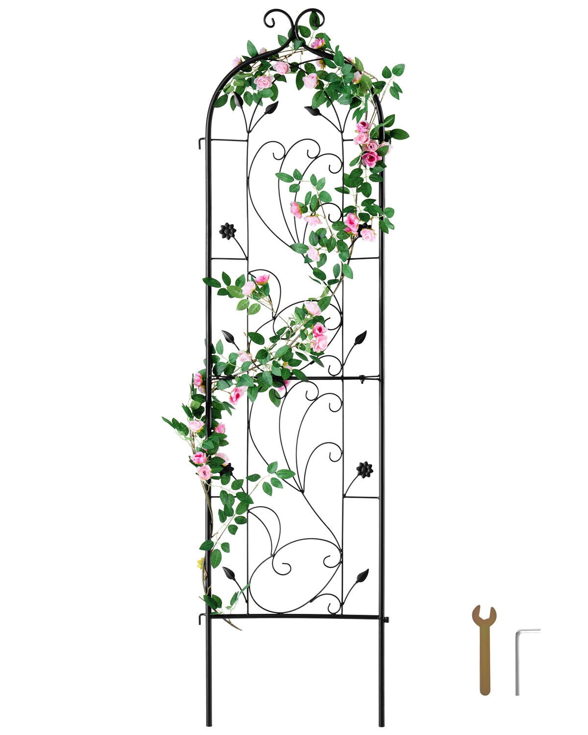 6-Ft High 3-Panel Black Metal Lattice Screen Garden Trellis main image 1